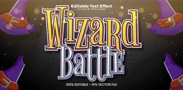 Effetto di testo modificabile del mondo di wizard battle in stile di tendenza moderno