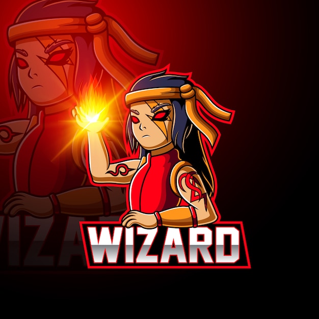 Wizard esport талисман дизайн логотипа