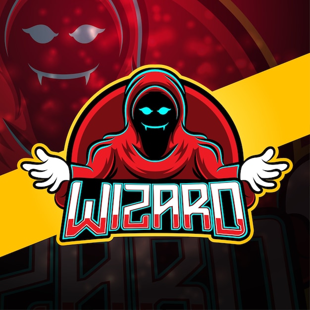 Disegno del logo mascotte di wizard esport