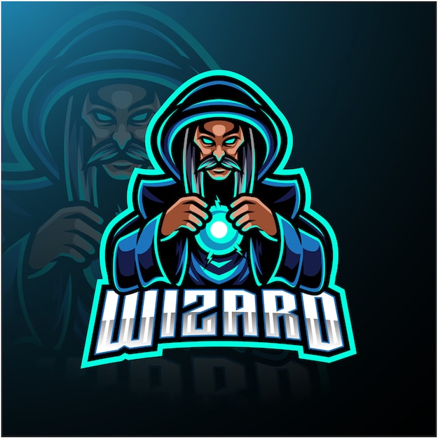 Wizard esport mascotte logo ontwerp