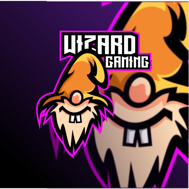 Wizard gaming logo esport design mascotte