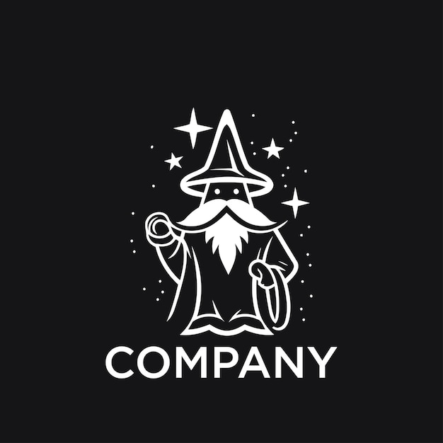 Wizard logo design illustration vector template witch wizard logo