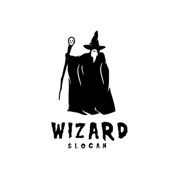 wizard logo icon magic hat design mascot character witch fantasy isolated illustration symbol