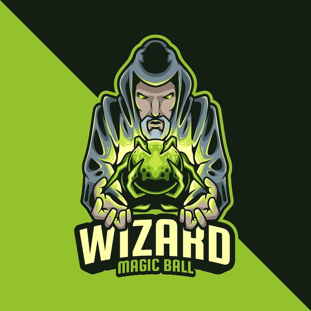 Vector wizard magic ball mascot logo