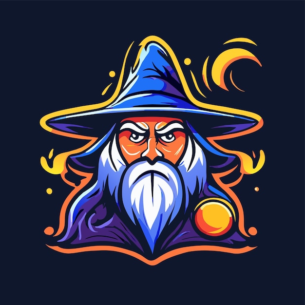 Vector wizard magic hat hand drawn flat stylish mascot cartoon character drawing sticker icon concept