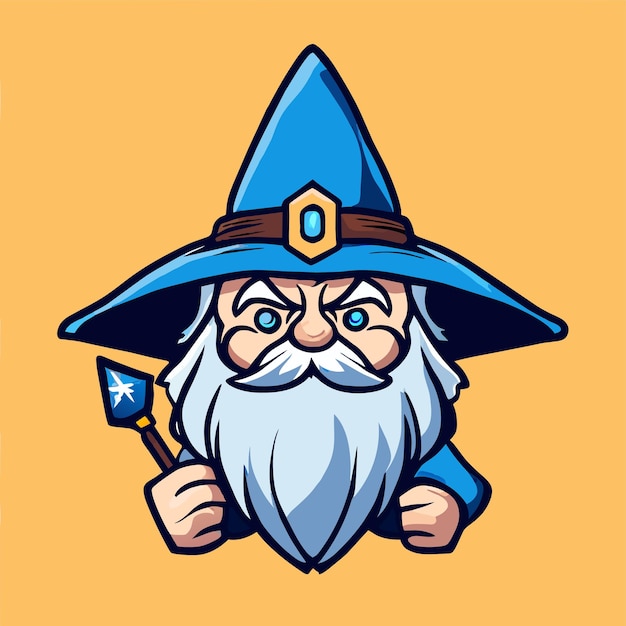 Wizard magic hat hand drawn flat stylish mascot cartoon character drawing sticker icon concept