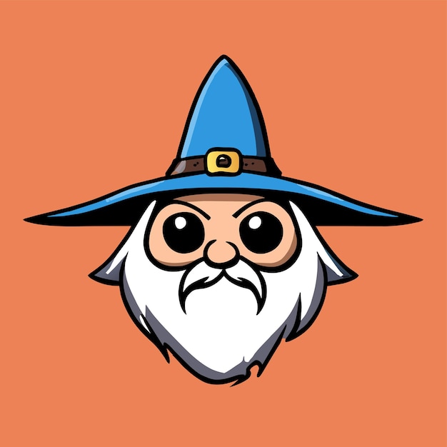 wizard magic hat hand drawn flat stylish mascot cartoon character drawing sticker icon concept