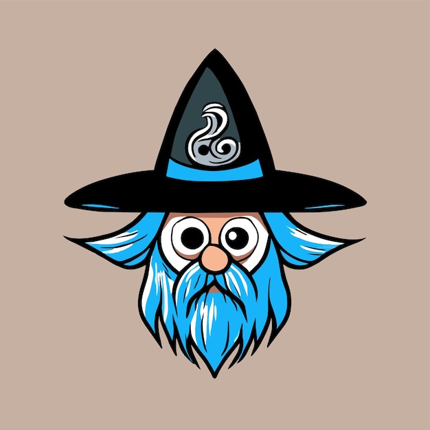 Wizard magic hat hand drawn flat stylish mascot cartoon character drawing sticker icon concept