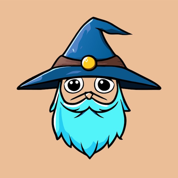 Vector wizard magic hat hand drawn flat stylish mascot cartoon character drawing sticker icon concept