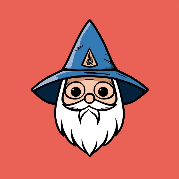 wizard magic hat hand drawn flat stylish mascot cartoon character drawing sticker icon concept