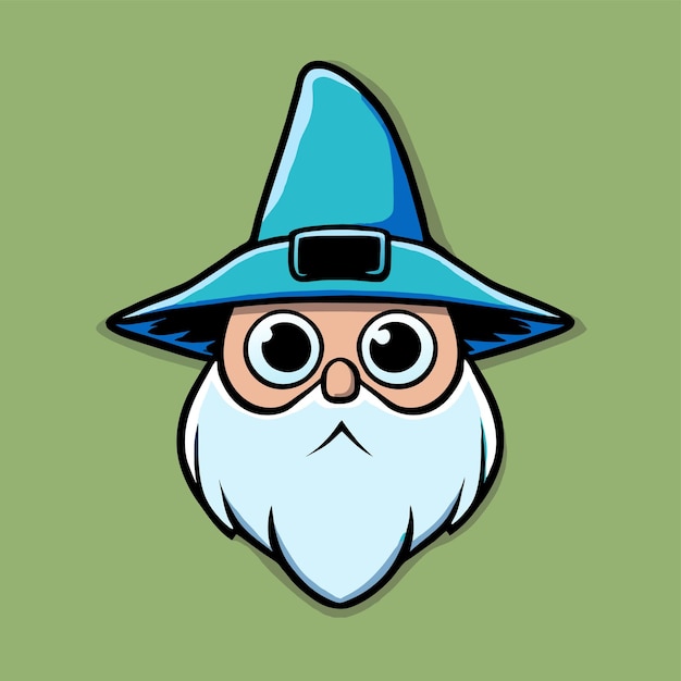 Wizard magic hat hand drawn flat stylish mascot cartoon character drawing sticker icon concept