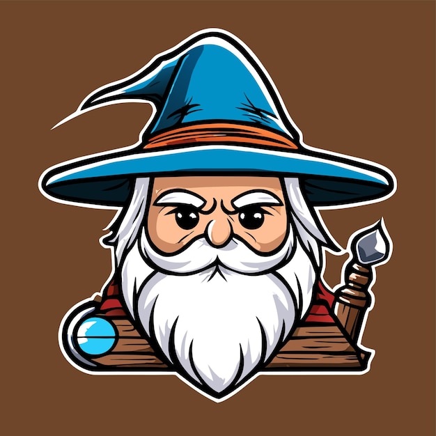 wizard magic hat hand drawn flat stylish mascot cartoon character drawing sticker icon concept