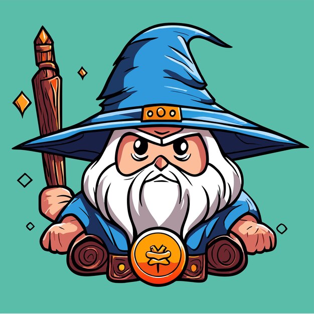 wizard magic hat hand drawn flat stylish mascot cartoon character drawing sticker icon concept