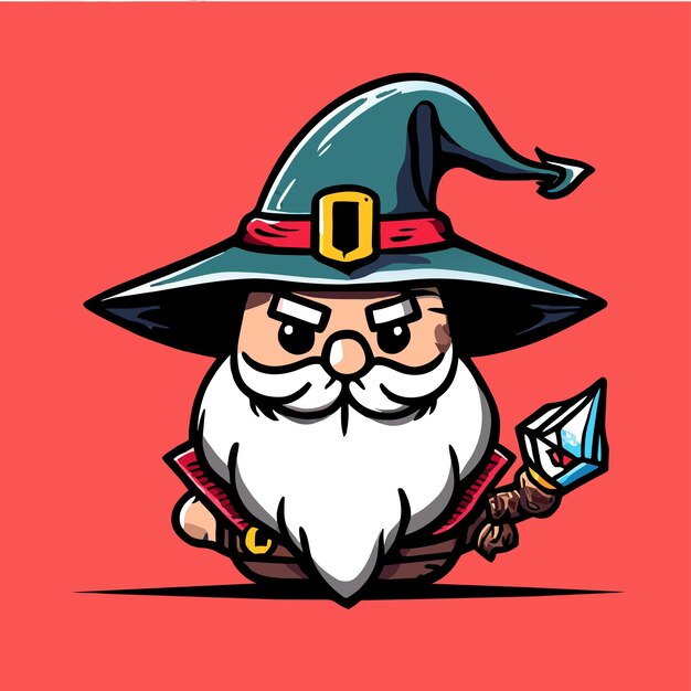 wizard magic hat hand drawn flat stylish mascot cartoon character drawing sticker icon concept