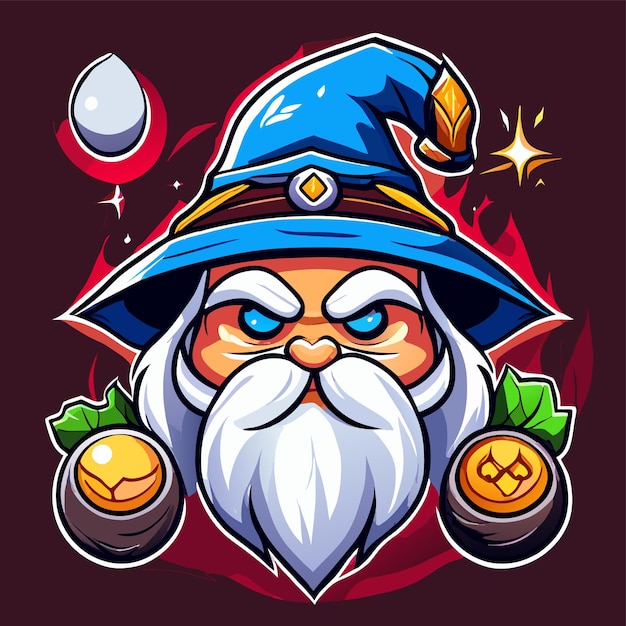 Wizard magic hat hand drawn flat stylish mascot cartoon character drawing sticker icon concept