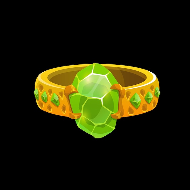 Vector wizard magic ring with green gemstones