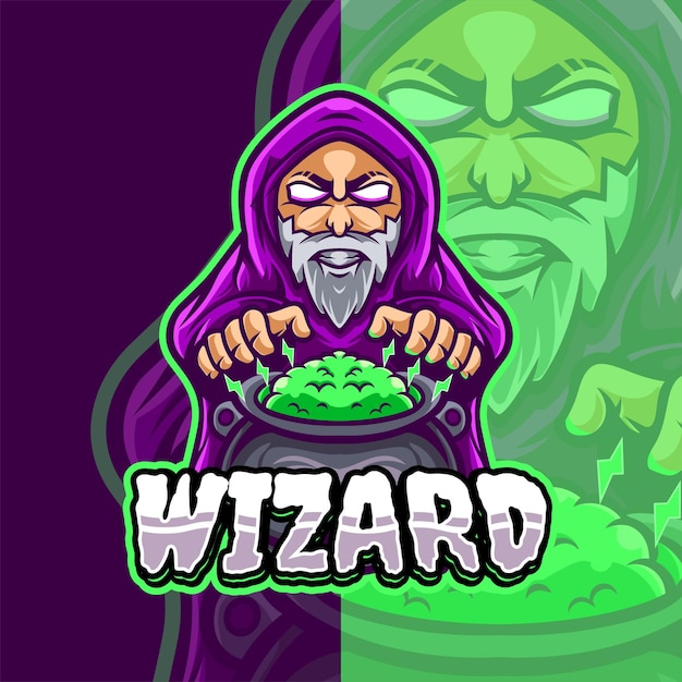 Vector wizard mascot character logo template