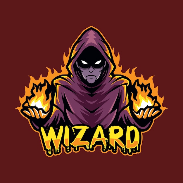 Wizard mascot gaming logo illustration