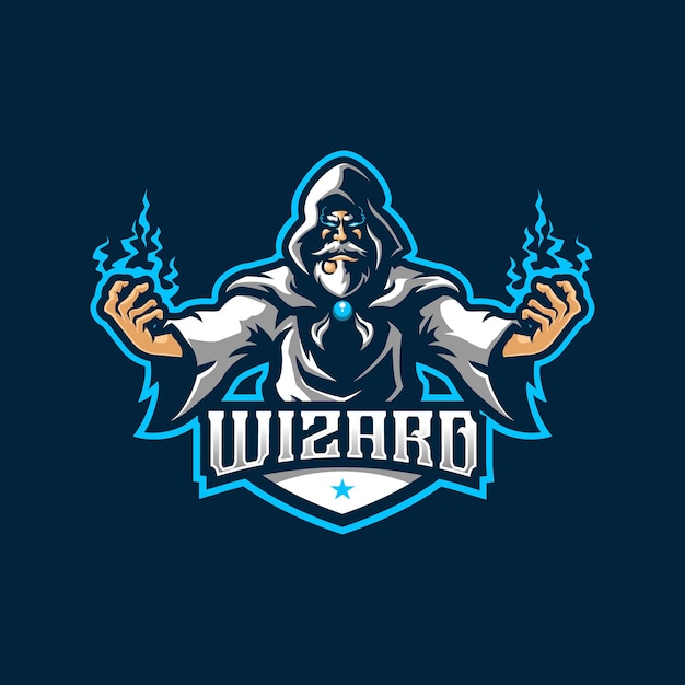 Wizard mascot logo design vector with modern illustration concept style for badge, emblem and t shirt printing. angry wizard illustration for sport team