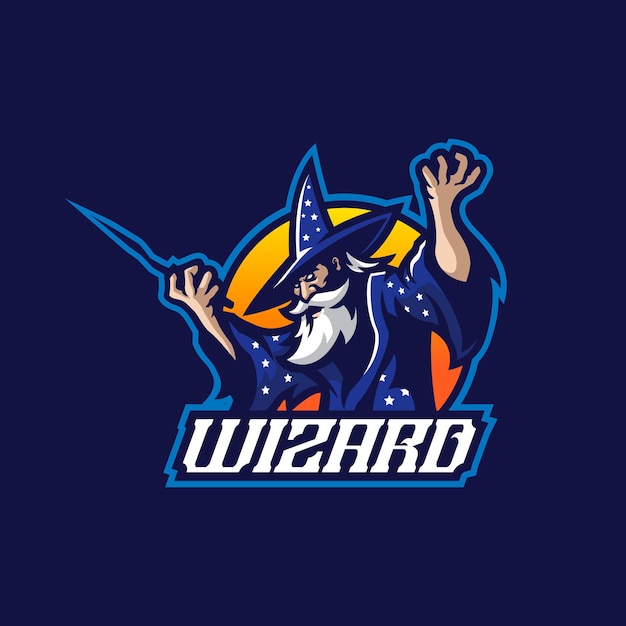 Vector wizard mascot logo design vector with modern illustration concept style for badge, emblem and t shirt printing. wizard illustration for sport and esport team.