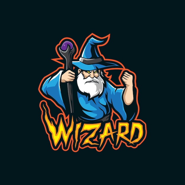 Wizard mascot logo design vector with modern illustration concept style for badge emblem and t shirt printing wizard illustration for sport and esport team