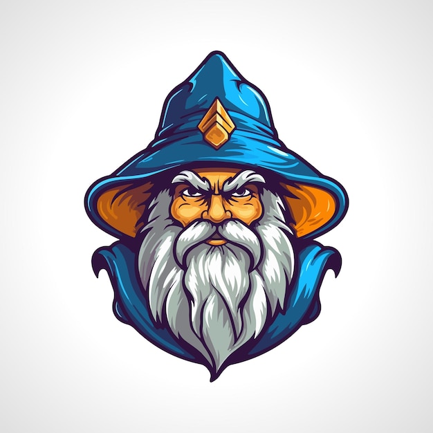 Vector wizard mascot logo design wizard vector illustration