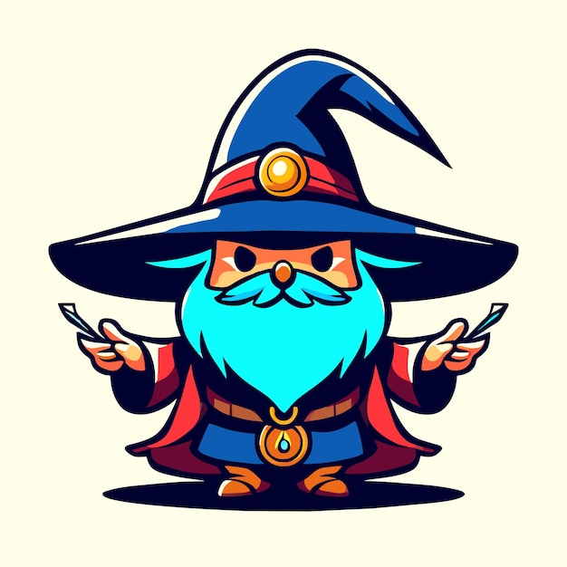 Vector wizard sorcerer pirates hat magician witch hand drawn flat stylish cartoon sticker icon concept