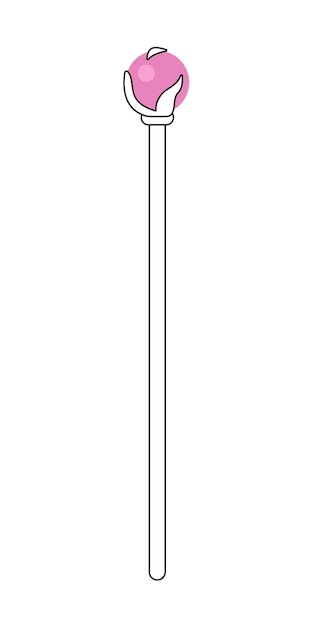 벡터 마법의 트릭 흑백 평면 벡터 객체에 대한 마법사 지팡이 마법의 크리스탈 편집 가능한 흑백 선 아이콘 웹 그래픽 디자인을 위한 간단한 만화 클립 아트 자리 그림