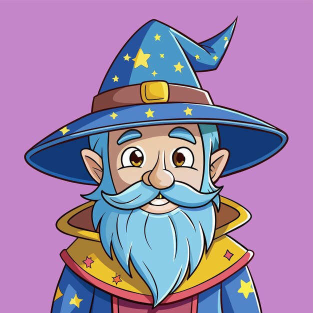 Vector wizards or witches with magic tools hand drawn mascot cartoon character sticker icon concept