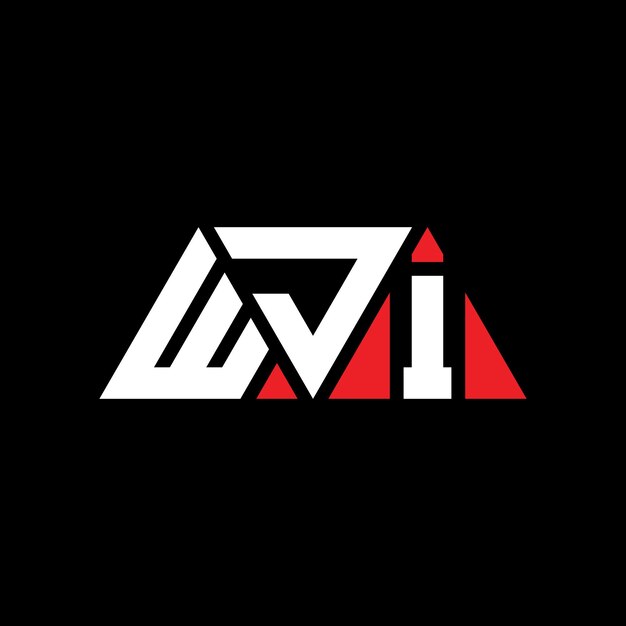 WJI треугольная буква дизайн логотипа с треугольной формой WJI триугольная конструкция логотипа монограмма WJI трехугольный вектор логотипа шаблон с красным цветом WJI трекутный логотип простой элегантный и роскошный логотип WJI