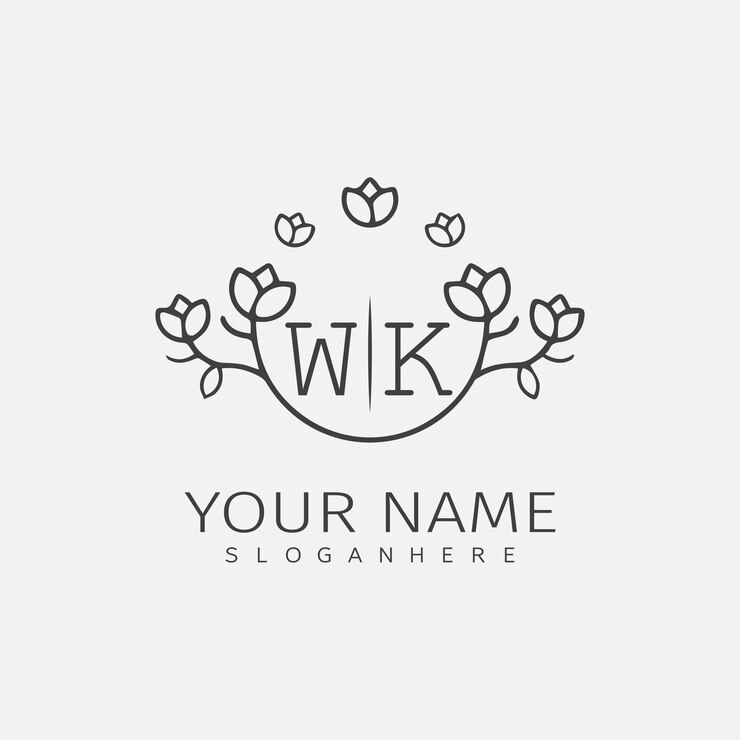 Vector w.k. ウエディング・イニシャナル・モノグラム (w.k. initial monogram wedding with creative circle line flower) と呼ばれています