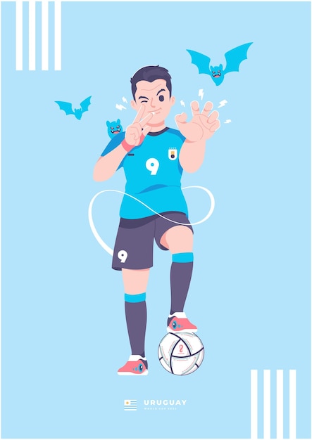 Wk-serie iconisch uruguay voetballer posterontwerp