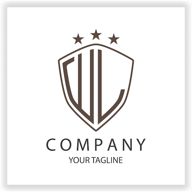 WL Logo monogram with shield shape isolated black colors on outline design template premium elegant template vector eps 10