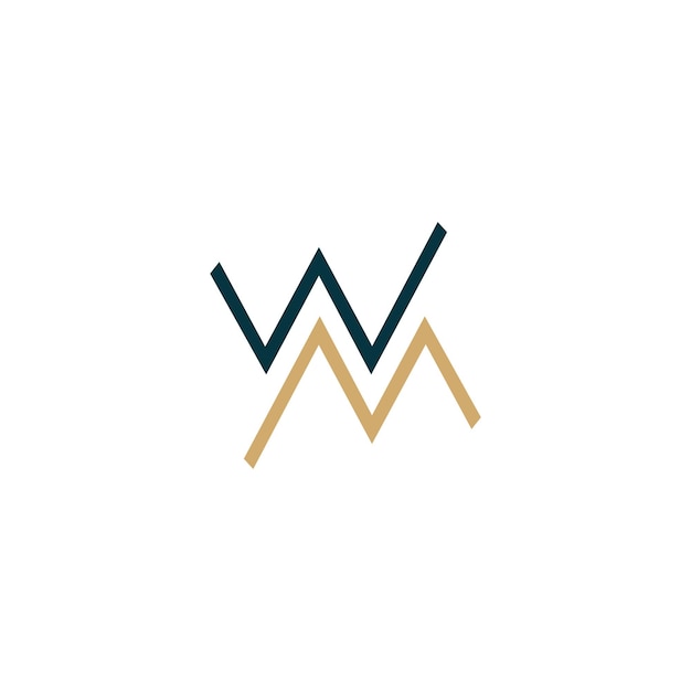 WM Mountain 로고 디자인 템플릿 벡터 모노그램 현대 문자 WM 또는 MW