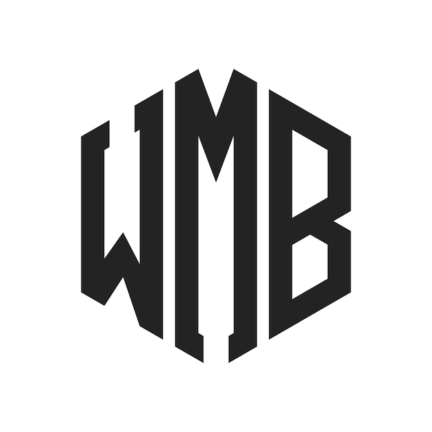 WMB ロゴ デザイン イニシャルレター WMB モノグラム ロゴ ヘクサゴン形