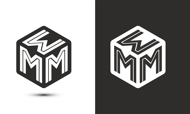 WMM letter logo design with illustrator cube logo vector logo modern alphabet font overlap style