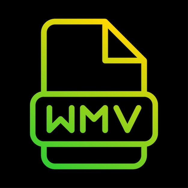 Wmv file type icon document archive extension with an outline gradient design