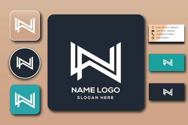 WN monogram logo template