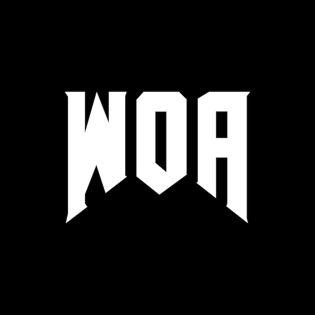 WOAのロゴデザイン 黒と白の色の組み合わせ WOAのベクトル WOAのデザイン WOAのアイコン WOAのアルファベット WOAのタイポグラフィー