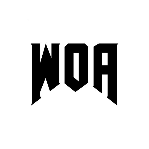 WOAのロゴデザイン 黒と白の色の組み合わせ WOAのベクトル WOAのデザイン WOAのアイコン WOAのアルファベット WOAのタイポグラフィー