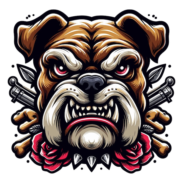 woedende bulldog hoofd vector