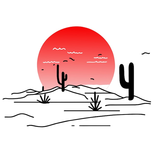Vector woestijn cactus met de hand getekend plat stijlvol mascotte cartoon personage tekening sticker icoon concept geïsoleerd