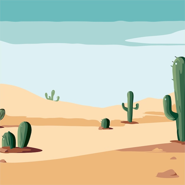 Woestijn met cactussen vector 3