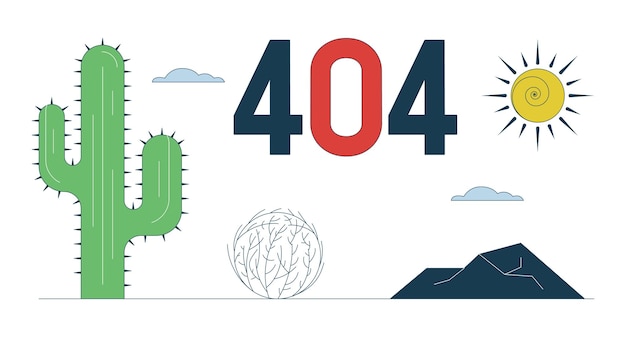 Woestijn woestenij met cactusfout 404 flitsbericht