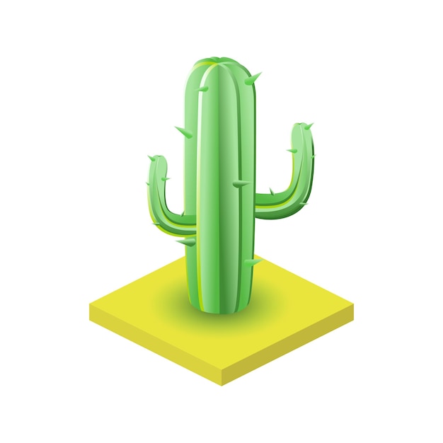 Woestijncactus landschap pictogram in isometrische 3d-stijl geïsoleerd op witte achtergrond natuur symbool