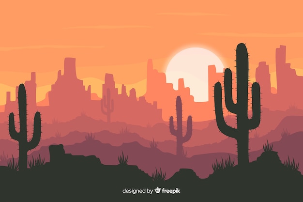 Vector woestijnlandschap met cactus