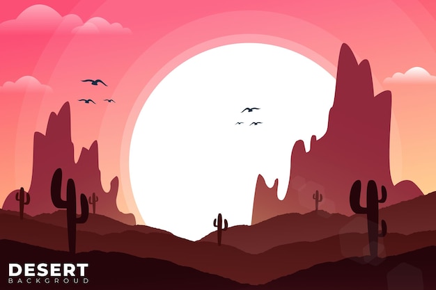 Woestijnlandschap met Sky Rock Cliff Mountain Vector Illustratie