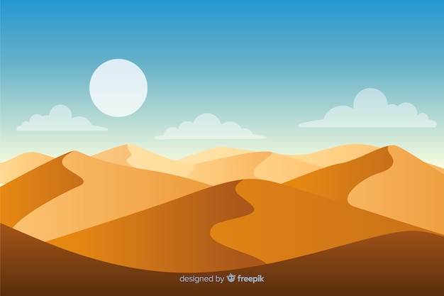 Vector woestijnlandschap met zon en gouden zand