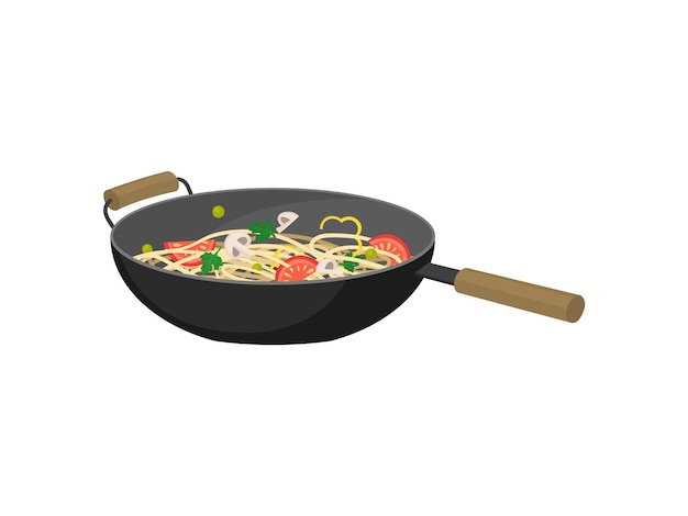 Wok concept noodles traditional oriental food vector illustration