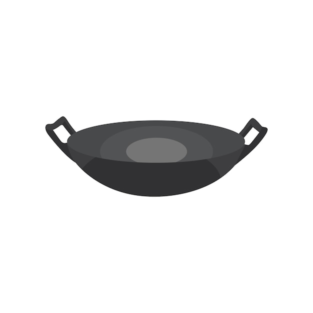 Vector wok fry pan vector flat illustration on white background